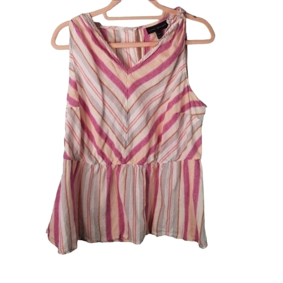 Lane Bryant striped linen blend sleeveless top - Picture 1 of 6